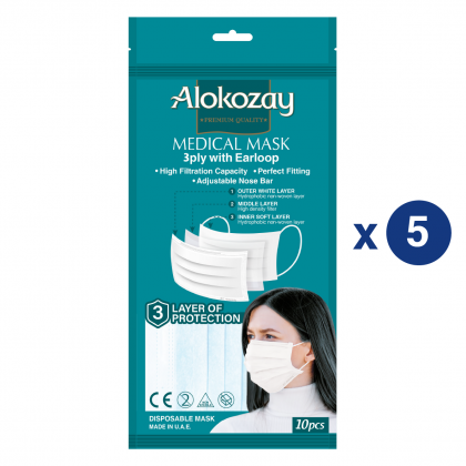 Medical Face Mask - White - 10 Pcs X Pack Of 5