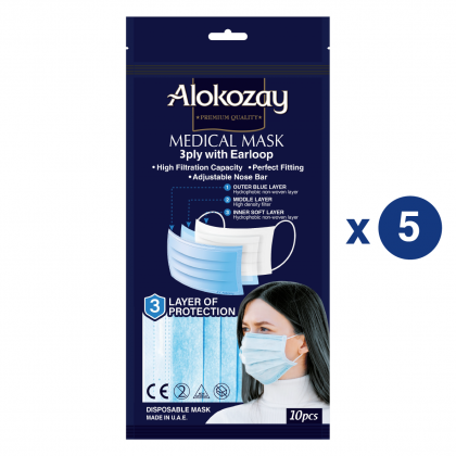 Medical Face Mask - Blue - 10 Pcs X Pack Of 5