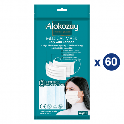 Medical Face Mask - White - 10 Pcs X Pack Of 60