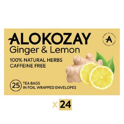 شاي الزنجبيل والليمون - 25 كيس شاي × 24 / Ginger Lemon Tea - 25 Tea Bags In Foil Wrapped Envelopes X Pack Of 24 