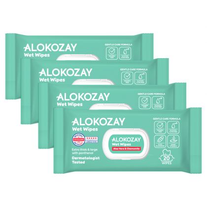 Alokozay Baby Wipes - Aloe Vera & Camomile - 20 Sheets (2+2)Free