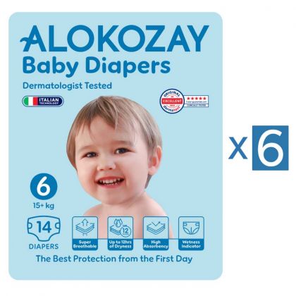  حفاضات أطفال - مقاس 6 (+15 كجم) - 14 حفاضة - عبوة من 6 / Baby Diapers - Size 6 (15+ Kg) - 14 Diapers X Pack Of 6