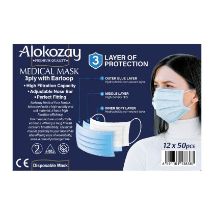 Medical Face Mask Blue - 50 Pcs X Pack Of 12
