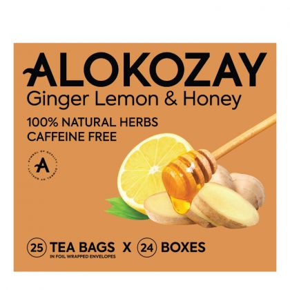 شاي الزنجبيل والعسل والليمون - 25 كيس شاي × 24 / Ginger Lemon Honey Tea - 25 Tea Bags In Foil Wrapped Envelopes X Pack Of 24
