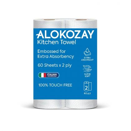 منشفة متعددة الأغراض - 2 بكرات × 2 رقائق × 60 ورقة / Kitchen Towel - 60 Sheets X 2 Ply - 2 Rolls