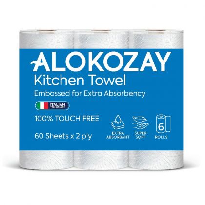 منشفة متعددة الأغراض - 6 لفات × 2 رقائق × 60 ورقة / Kitchen Towel - 60 Sheets X 2 Ply - 6 Rolls