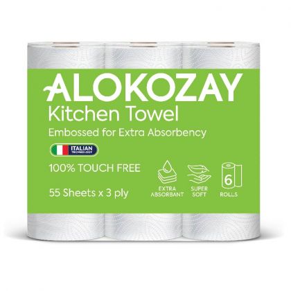 منشفة متعددة الأغراض - 6 لفات × 3 رقائق × 55 ورقة / Kitchen Towel - 55 Sheets X 3 Ply - 6 Rolls