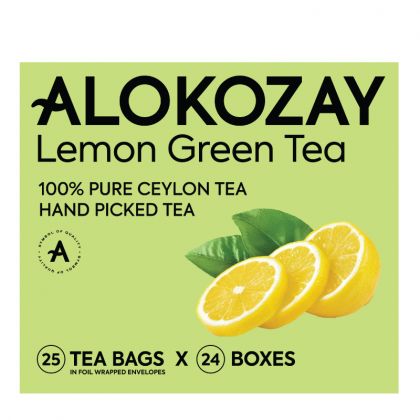 Lemon Green Tea - 25 Tea Bags In Foil Wrapped Envelopes X Pack Of 24 / شاي أخضر بالليمون - 25 كيس شاي × 24