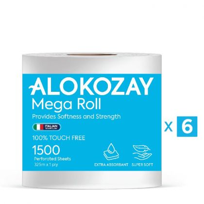 لفافة ماكسي - 1500 ورقة × 1 طبقة × 6 ورقة / Mega Roll - 1500 Sheets - 325 Meters