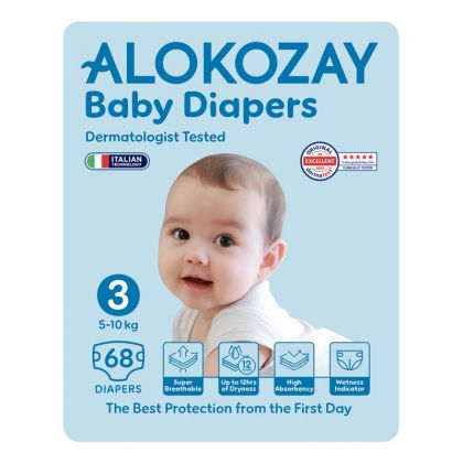 Baby Diapers - Size 3 (5-10 Kg) - 68 Diapers