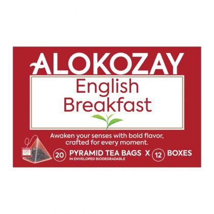 English Breakfast Black Tea - 20 Silken Pyramid Tea Bags (Biodegradable) X Pack Of 12