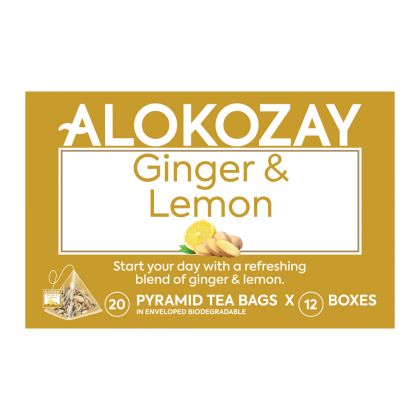 Herbal Ginger & Lemon Tea - 20 Silken Pyramid Tea Bags (Biodegradable)