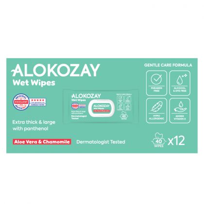 Wet Wipes - Aloe-Vera & Chamomile - 40 Wipes X Pack Of 12
