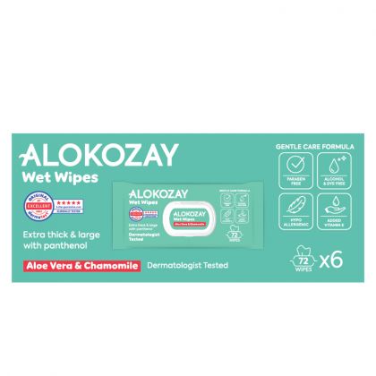 Wet Wipes - Aloe-Vera & Chamomile - 72 Wipes X Pack Of 6