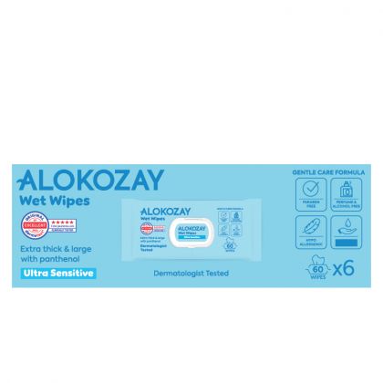 Wet Wipes - Ultra-Sensitive (Without Perfume) - 60 Wipes X Pack Of 6 / 6 X مناديل مبللة للأطفال - حساسة للغاية (بدون عطر) -60 منديل