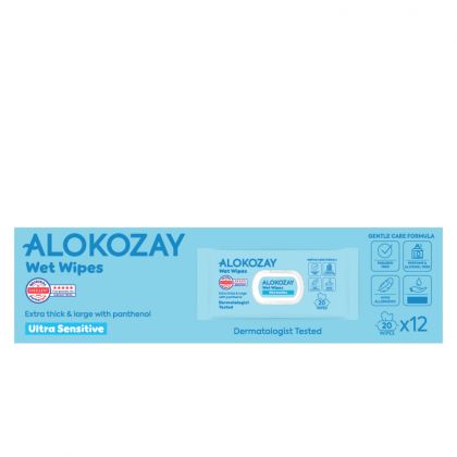 Wet Wipes - Ultra-Sensitive (Without Perfume) - 20 Wipes X Pack Of 12 / 12 X مناديل مبللة للأطفال - حساسة للغاية (بدون عطر) - 20 منديل