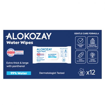99% Water Wet Wipes - 40 Wipes X Pack Of 12/12 X مبللة للأطفال - حساسة للغاية (بدون عطر) - 40 منديل