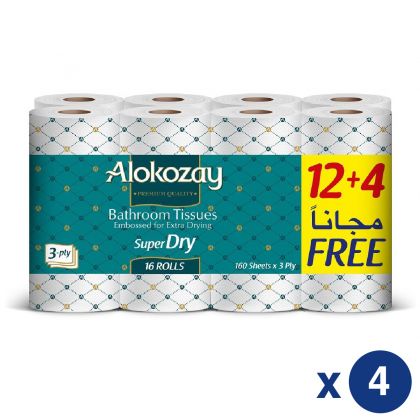 Bathroom Tissues - 160 Sheets X 3 Ply - 12+4 Rolls X Pack Of 4
