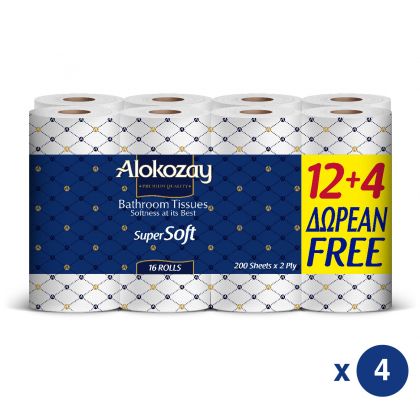 Bathroom Tissues  12+4 Rolls X 2 Ply  X Pack Of 4