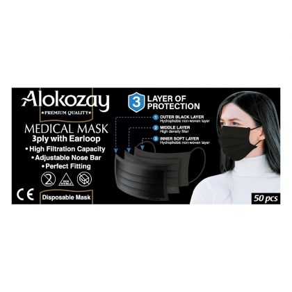 Medical Face Mask - Black - 50 Pcs