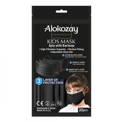 Kids Face Mask - Black - 10 Pcs