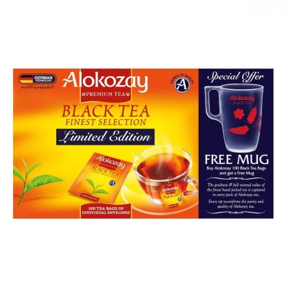 Premium Black Tea - 100 Individual Enveloped Tea Bags + Mug - Limited Edition