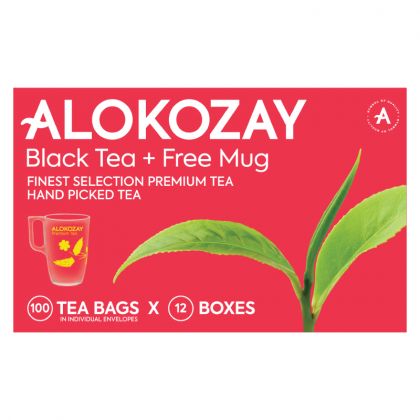 Black Tea - 100 Individual Enveloped Tea Bags + Mug - Limited Edition X Pack Of 12