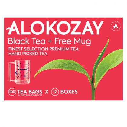 شاي أسود 100 ظرف ورقي + كوب مجاناً- عبوة من12 / Premium Black Tea - 100 Individual Enveloped Tea Bags + Mug - Limited Edition X Pack Of 12