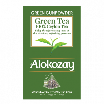 Green Gunpowder Tea - 20 Silken Pyramid Tea Bags (Biodegradable)