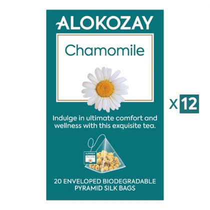 Herbal Chamomile Tea - 20 Silken Pyramid Tea Bags (Biodegradable) X Pack Of 12