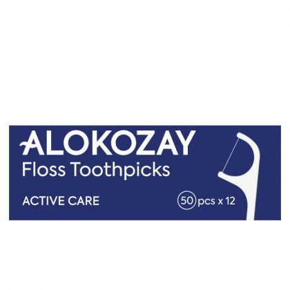 Portable Dental Floss Toothpicks (Blue Pack) - 50 Pcs Individually Wrapped Floss X Pack Of 12