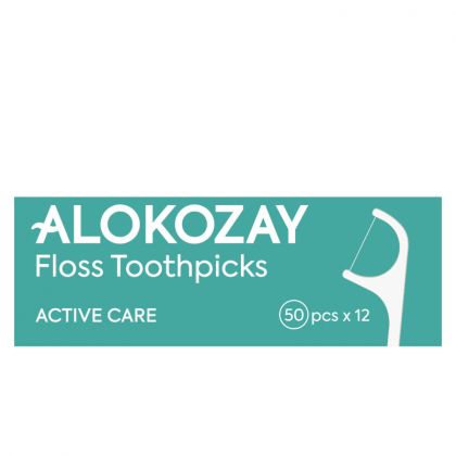 Portable Dental Floss Toothpicks (Green Pack) - 50 Pcs Individually Wrapped Floss X Pack Of 12