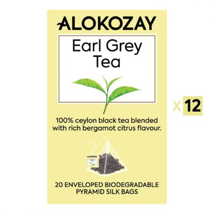 Earl Grey Tea - 20 Silken Pyramid Tea Bags (Biodegradable) X Pack Of 12