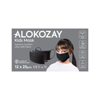 Kids Face Mask - Black - 25 Pcs X Pack Of 12