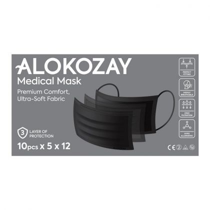 Medical Face Mask - Black - 10 Pcs X Pack Of 60