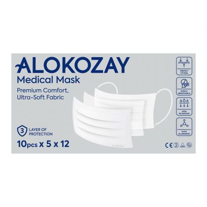 Medical Face Mask - White - 10 Pcs X Pack Of 60