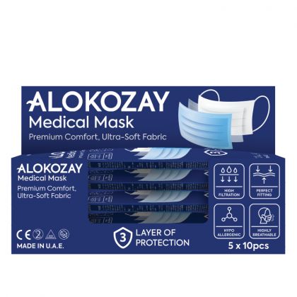 Medical Face Mask - Blue - 10 Pcs X Pack Of 5