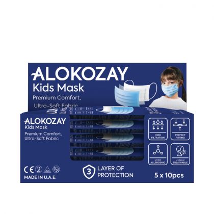 Kids Face Mask - Blue - 10 Pcs X Pack Of 5
