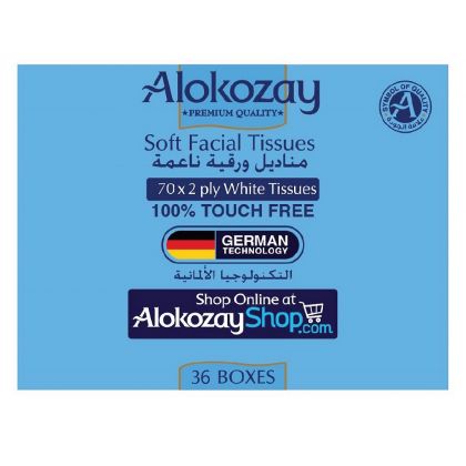 Soft Facial Tissues - Car Tissues (Assorted Colour Boxes) - 70 Sheets X 2 Ply X Pack Of 36 Boxes