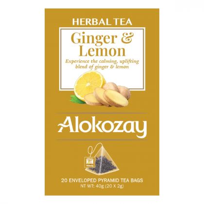 Herbal Ginger & Lemon Tea - 20 Silken Pyramid Tea Bags (Biodegradable)