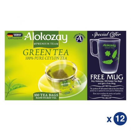 Green Tea - 100 Tea Bags + Mug X Pack Of 12