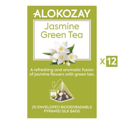 Jasmine Green Tea - 20 Silken Pyramid Tea Bags (Biodegradable) X Pack Of 12