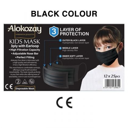 Kids Face Mask (Black Colour) - 25Pcs