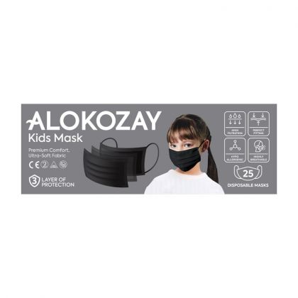  Kids Face Mask - Black - 25 Pcs