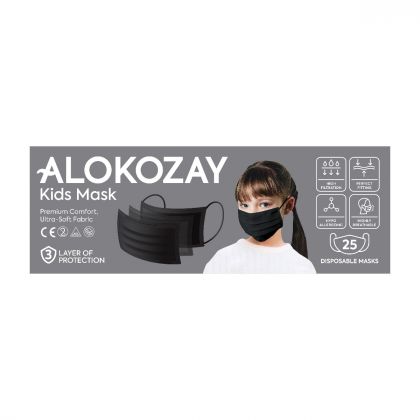 Kids Face Mask - Black - 25 Pcs