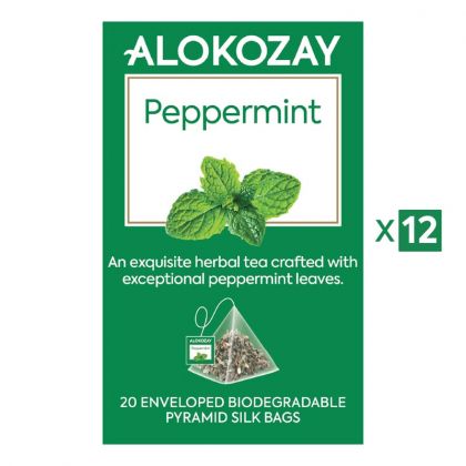 Peppermint Tea - 20 Silken Pyramid Tea Bags (Biodegradable) X Pack Of 12