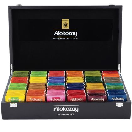  Premium Wooden Tea Box - 24 Compartments With 288 Assorted Tea Flavours