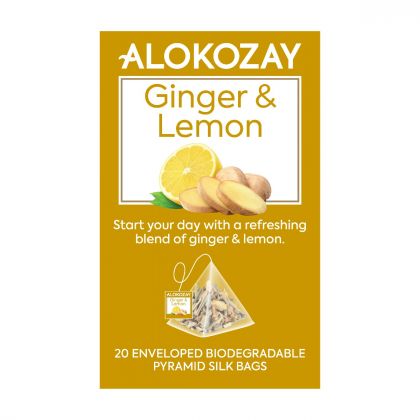 Herbal Ginger & Lemon Tea - 20 Silken Pyramid Tea Bags (Biodegradable)