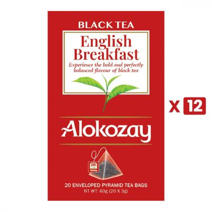 English Breakfast Black Tea -  20 Silken Pyramid Tea Bags (Biodegradable) X Pack Of 12