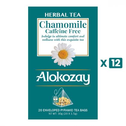 Herbal Chamomile Tea - 20 Silken Pyramid Tea Bags (Biodegradable) X Pack Of 12